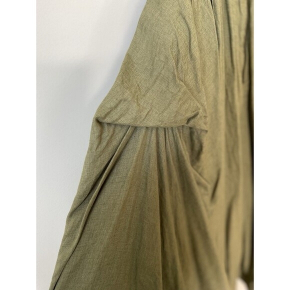 Anthropologie Midi Dress Linen Square Neck A Line Utility - Picture 9 of 9
